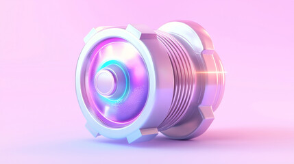 Obraz premium Vibrant Flat Design Electric Motor with Glowing Surface Set Against a Soft Pink Background