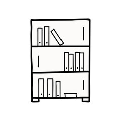 Shelf of Knowledge: An inviting illustration of a sturdy bookshelf, elegantly arranged with books and files, embodying the essence of education, literature, and intellectual pursuits.