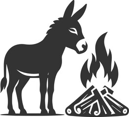 Donkey animal vector with tree silhouette