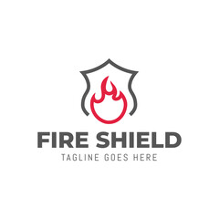 Fire Shield Logo Design isolated on white background.