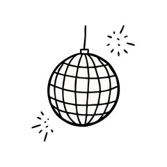 Disco Ball's Allure: Capturing the captivating gleam of a quintessential disco ball, a classic emblem of dance and festivity, is elegantly sketched.