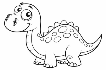 Obraz premium Coloring Pages, a friendly dinosaur with big, round eyes, uncolored, black and white