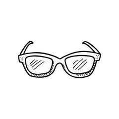 Fototapeta premium Modern Sunglasses Illustration: A simple, elegant line drawing of contemporary sunglasses, embodying style, vision, and leisure, ready to enhance any visual project.