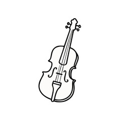Musical Instrument: The minimalist style violin stands alone, rendered in stark black and white, a symbol of classical elegance. evoking artistic inspiration.
