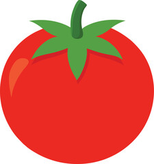 Red tomato with green leaf vector illustration 