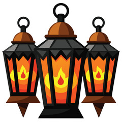 Halloween lanterns isolated clipart on white background