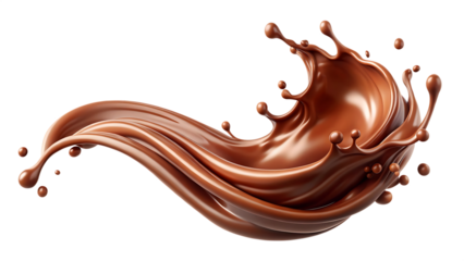 brown chocolate liquid paint milk splash isolated on white background PNG, GENERATIVE AI