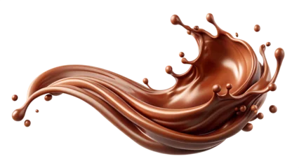 Fototapete Rund brown chocolate liquid paint milk splash isolated on white background PNG, GENERATIVE AI © tanzinaakter