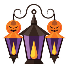 Halloween lanterns isolated clipart on white background