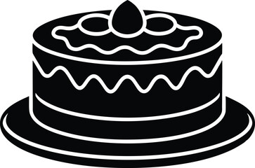 Cake Silhouette Vector Icon for Dessert Designs, Elegant Cake Silhouette Vector Icon for Celebrations, Stylish Cake Silhouette Icon for Event Decorations.