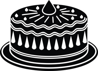 Cake Silhouette Vector Icon for Dessert Designs, Elegant Cake Silhouette Vector Icon for Celebrations, Stylish Cake Silhouette Icon for Event Decorations.