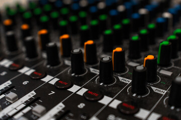 sound console mixer board . Saint Petersburg, Russia - 6 Apr 2025