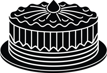 Cake Silhouette Vector Icon for Dessert Designs, Elegant Cake Silhouette Vector Icon for Celebrations, Stylish Cake Silhouette Icon for Event Decorations.