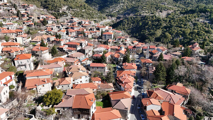 Aerial view of the picturesque village of Stemnitsa, Peloponnese, Greece