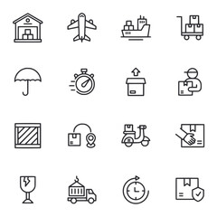 A set of icons for transportation and delivery services