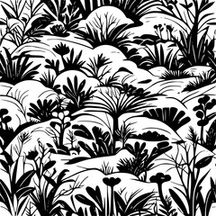 Black and White Floral Pattern Design for Backgrounds  