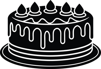 Cake Silhouette Vector Icon for Dessert Designs, Elegant Cake Silhouette Vector Icon for Celebrations, Stylish Cake Silhouette Icon for Event Decorations.