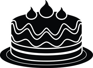 Cake Silhouette Vector Icon for Dessert Designs, Elegant Cake Silhouette Vector Icon for Celebrations, Stylish Cake Silhouette Icon for Event Decorations.