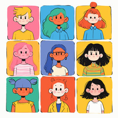 Fototapeta premium Cute Cartoon People Vector Art