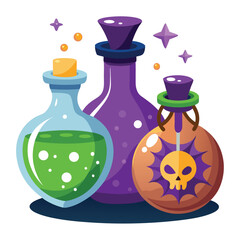 Halloween potions isolated clipart on white background