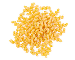 Cellentani Corkscrew Shaped Pasta Isolated on a White Background