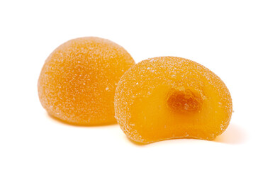 Sweet Mango Flavored Fruit Mochi Isolated on a White Background