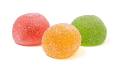 Three Flavoreds of  Sweet Fruit Mochi Isolated on a White Background