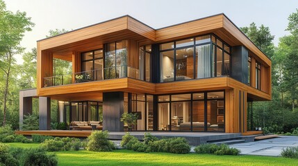 modern residential house under construction,open floor plans,wooden frame structure generative ai