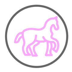 Horse Galloping Vector Line Lt Pink Grey Icon Design