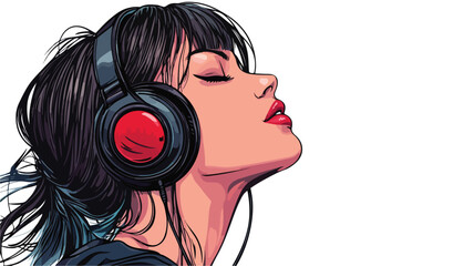 Anime Style Illustration of Girl in Headphones
