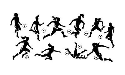 Bundle of women basketball players silhouette, silhouette basketball players.