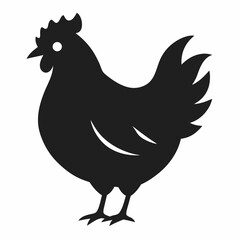 new chicken hen silhouette vector icon on white background