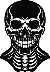 Fototapeta premium Skeleton Head Silhouette Vector | Skull Icon Design