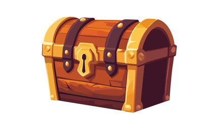 Colorful Cartoon Treasure Chest Game Icon Isolated on White Background
