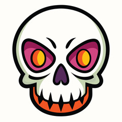 Halloween skulls isolated clipart on white background