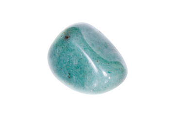 aventurine green mineral stone on white background close up