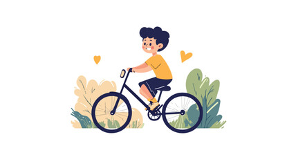 Fototapeta premium Happy Kid Riding Bicycle - Child Cycling Fun Illustration