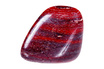 Red jasper stone on a white background close up