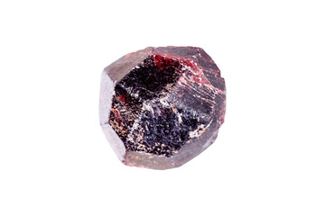 Garnet mineral stone on a white background close up