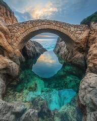 Stunning coastal bridge over tranquil waters.