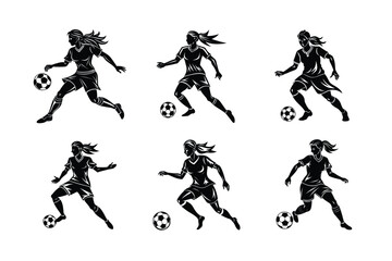 woman soccer player vector art silhouette