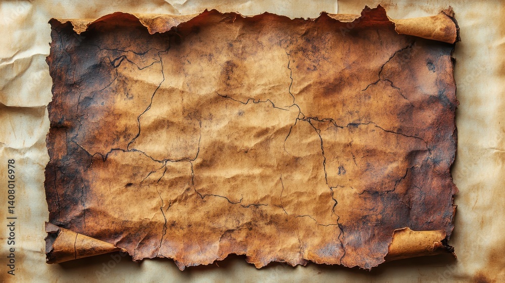 Poster old parchment texture,worn edges isolated on empty background,stock photo