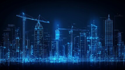 Fototapeta premium Futuristic Construction Cityscape
