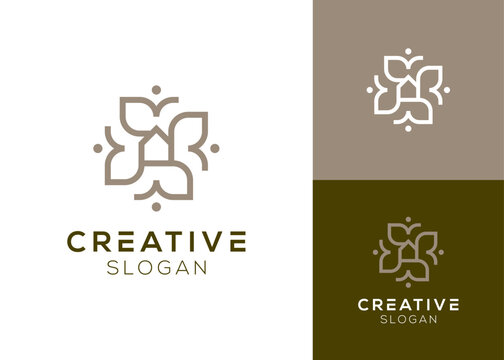 R rotation and house with leaf or flower elements logo design for real estate or hotel - Powered by Adobe