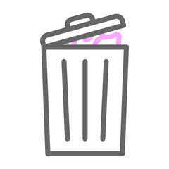 Trash Vector Line Lt Pink Grey Icon Design