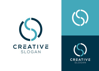 Abstract CS or SC letters with clean lines logo design