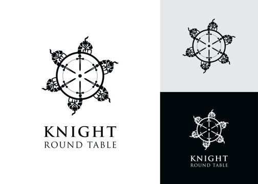 Knights around the table logo design for strategy and group