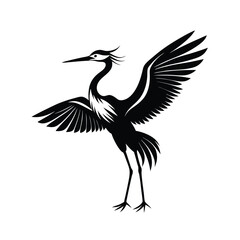 Graceful Heron Bird Silhouette Illustration