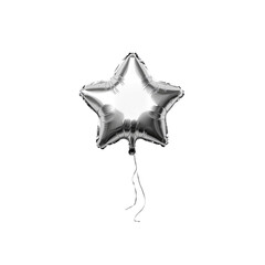 Silver Star-Shaped Foil Balloon Isolated on Transparent background