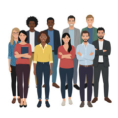 Fototapeta premium Flat design diverse business people in casual outfits standing together